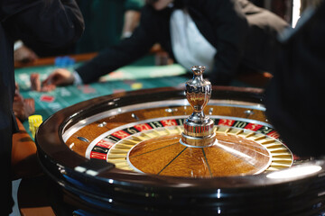 Close-Up of Roulette Wheel in Casino Action