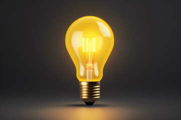 incandescent lamp, yellow, isolated on dark background