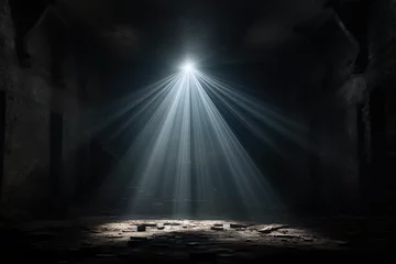 Fotobehang Mystisches Gewölbe mit strahlendem Licht. Atmosphärischer Hintergrund für kreative Bildkompositionen und digitale Kunstprojekte © Stephan