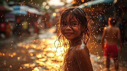 Bangkok April 15 Songkran Festival Celebrated, Background HD, Illustrations