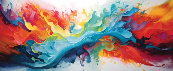 Dynamic strokes of bright colors collide, creating a visual explosion that radiates energy and vitality in every corner of the canvas.