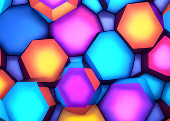 Multicolored patterns with repeating hexagonal mosaics hexagons mosaic background design Modern technology geometric ,Generative AI	