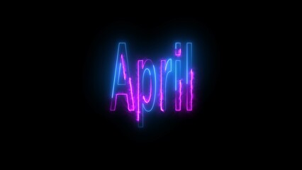 abstract bright colorful neon text month name background illustration 4k.