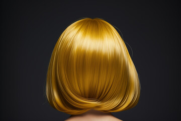 Fototapeta premium light gold well-groomed dyed hair on woman's head close-up rear view