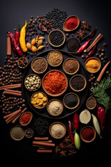 Obraz na płótnie Canvas Collection of Spices Top view photography