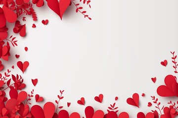 red hearts papercut background
