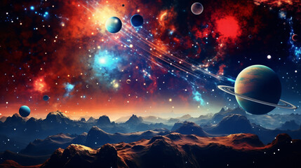 Collage image picture of beautiful cosmic scenery