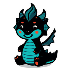 Cute Baby Dragon Cartoon Vector Icon Illustration. Animal Nature Icon Concept Isolated Premium Vector.