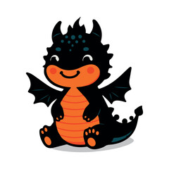 Cute Baby Dragon Cartoon Vector Icon Illustration. Animal Nature Icon Concept Isolated Premium Vector.