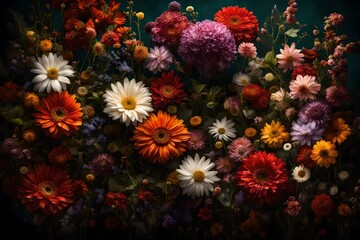 Obraz na płótnie Canvas Step into a realm of botanical artistry, where an HD camera captures the essence of a mixed flower