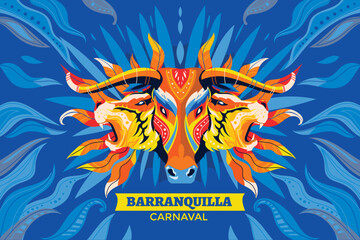 Colorful background for the Colombian Barranquilla Carnival