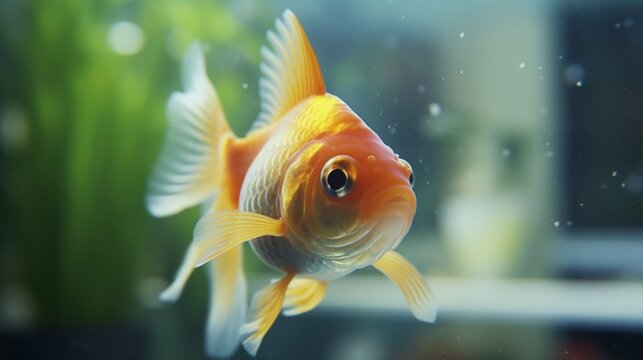Image of a pet fish in an aquarium This picture shows.Generative AI
