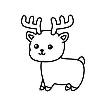 Deer color element. Hand drawn animals.