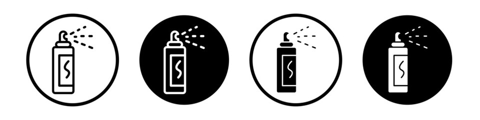 Air freshener icon set. Beauty Hair spray aerosol vector symbol in a black filled and outlined style. Deodrant and Paint spray sign. - obrazy, fototapety, plakaty
