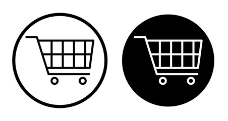 Shopping cart icon set. Buy and shopping basket vector symbol in a black filled and outlined style. purchase online cart sign.