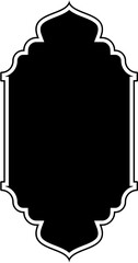 Islamic Vertical Frame Design Glyph with outline Black Filled silhouettes Design pictogram symbol visual illustration