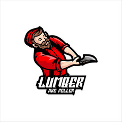 Fototapeta na wymiar Illustration Vector Lumber Feller Mascot Cartoon Logo Style.