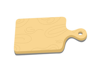 Cutlery, wooden board, cuts food in the kitchen. Wood texture. Cooking, food preparation. Vector flat illustration on isolated white background.