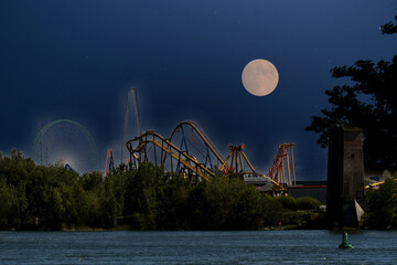 Amusement Park under a full moon