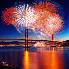 fireworks over the Golden Gate Bridge