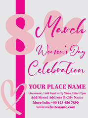 8 March Women's day party flyer poster social media post design