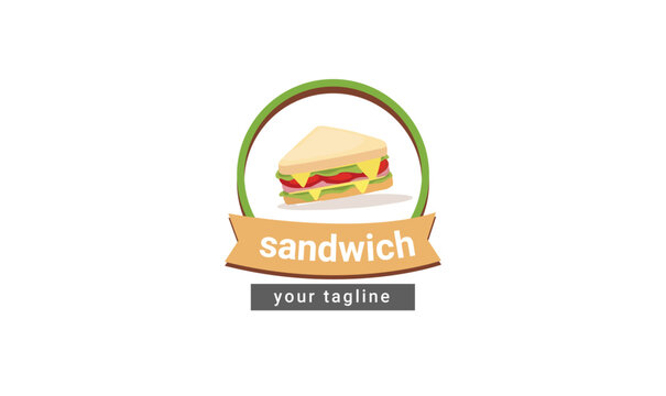 sandwich logo, food logo, logo, logo design, fast food logo, restaurant logo, burger, circle food logo