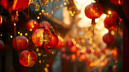 Obraz na płótnie Canvas Mesmerizing Lantern Display Brings Joy to Chinese New Year Celebrations