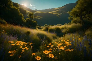 Transport yourself to a tranquil oasis with a nature background featuring an array of wildflowers. Impeccable