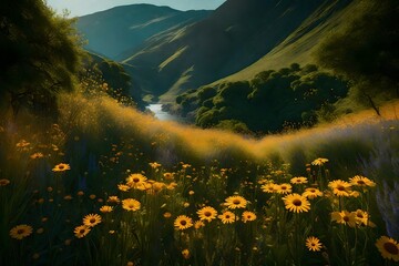 Transport yourself to a tranquil oasis with a nature background featuring an array of wildflowers. Impeccable