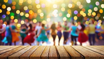 base mesa de madeira com fundo colorido festa, carnaval, alegria, pessoas, dança