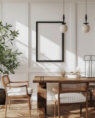 Farmhouse Chic: Horizontal Frame Mockup in Cozy Dining Room Interior