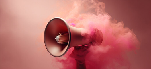 loud megaphone with feminine and masculine gender signs - obrazy, fototapety, plakaty