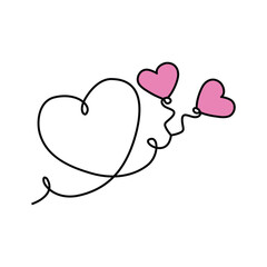 Heart shape love out line vector art illustration continuous one line drawing