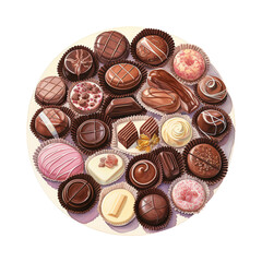 Chocolates on a plate. AI generated image