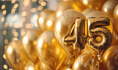 Golden balloons in the shape of the number 45