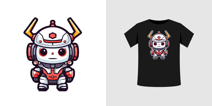 samurai robots illustration. image files can be for T-shirts, sticker, printing needs