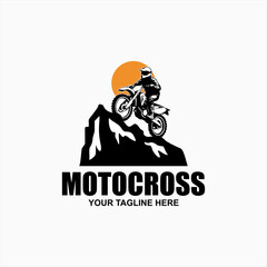 Motocross Jump silhouette Vector isolated on white background
