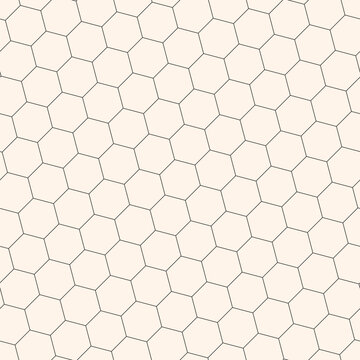 Vector seamless abstract geometric pattern. Subtle minimalist texture with hexagon grid, diagonal linear lattice, honeycomb mesh. Simple minimal black and white background. Repeated monochrome design