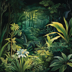 Jungle scenery, illustrations, Created ai generated