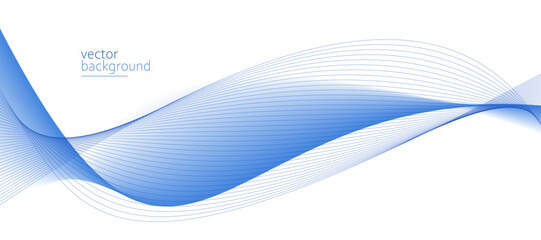 Flowing blue curve shape with soft gradient vector abstract background, relaxing and tranquil art, can illustrate health medical or sound of music.