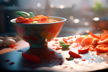 Vibrant Tomato Basil Pasta in a Decorative Bowl