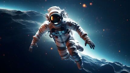 Fototapeta na wymiar Astronaut flying in the space