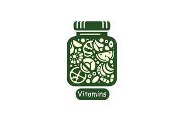 Vitamins and Supplements Vector Icon
