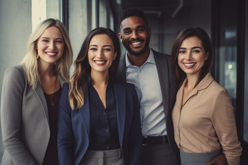 Fototapeta premium Portrait of Modern multi ethnic business team standing and looking at camera
