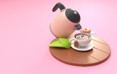 Isolated Electric Kettle. 3D Illustration