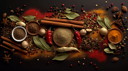 spices, herbs and seeds hyper realistic 