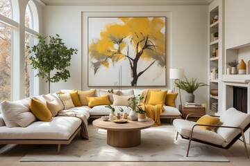 Yellow and White Living Room