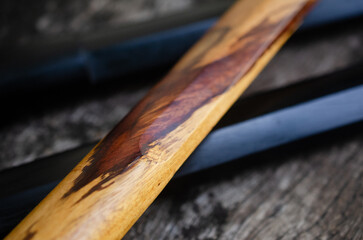 close up of a row of sticks