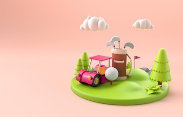 Isolated Golf Course. 3D Illustration