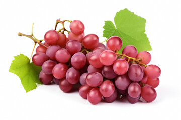Fototapeta premium bunch of grapes with red berries, isolated on white background, leaves